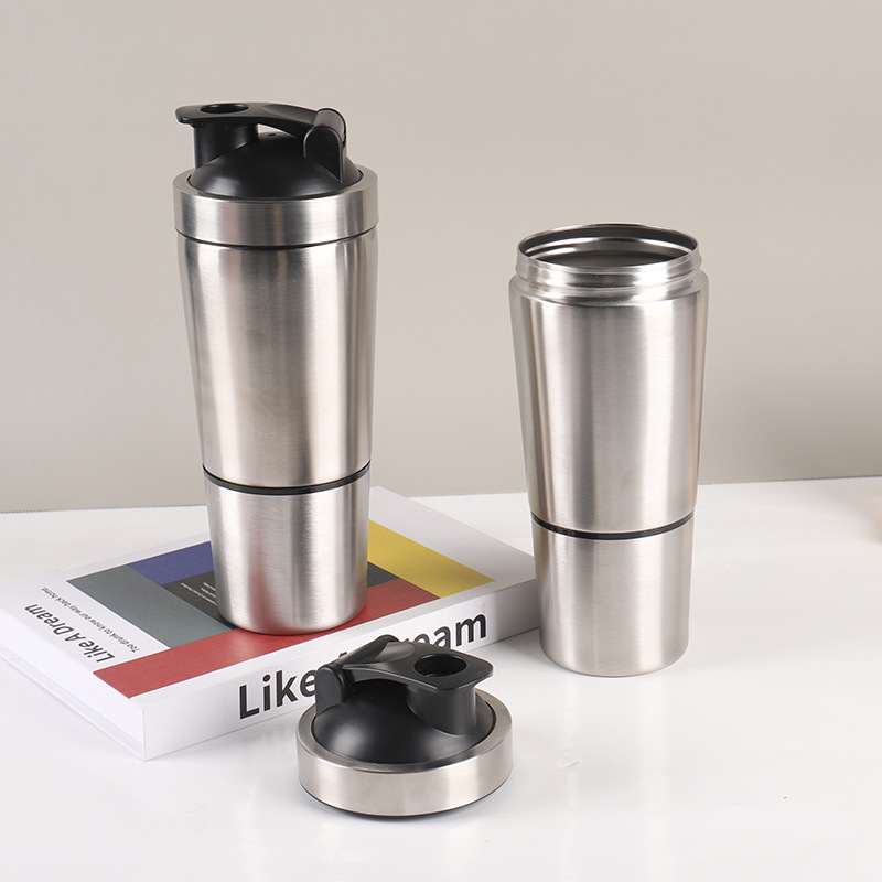 Fitness With Nutrition - Stainless Steel Protein Shaker Cup Portable