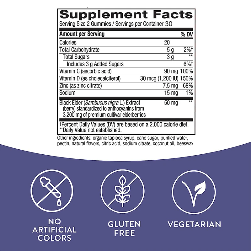 Elderberry Gummies Contain Zin - Multivitamin Gummy Adult 评论和价格