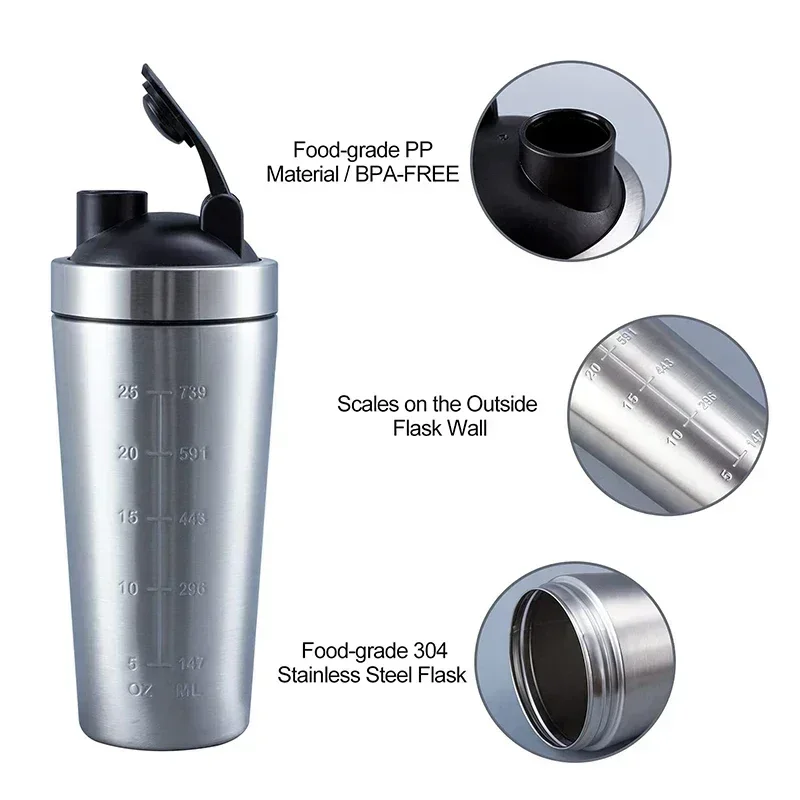 Stainless Steel Protein Shaker - Fitness With Nutrition 评论和价格
