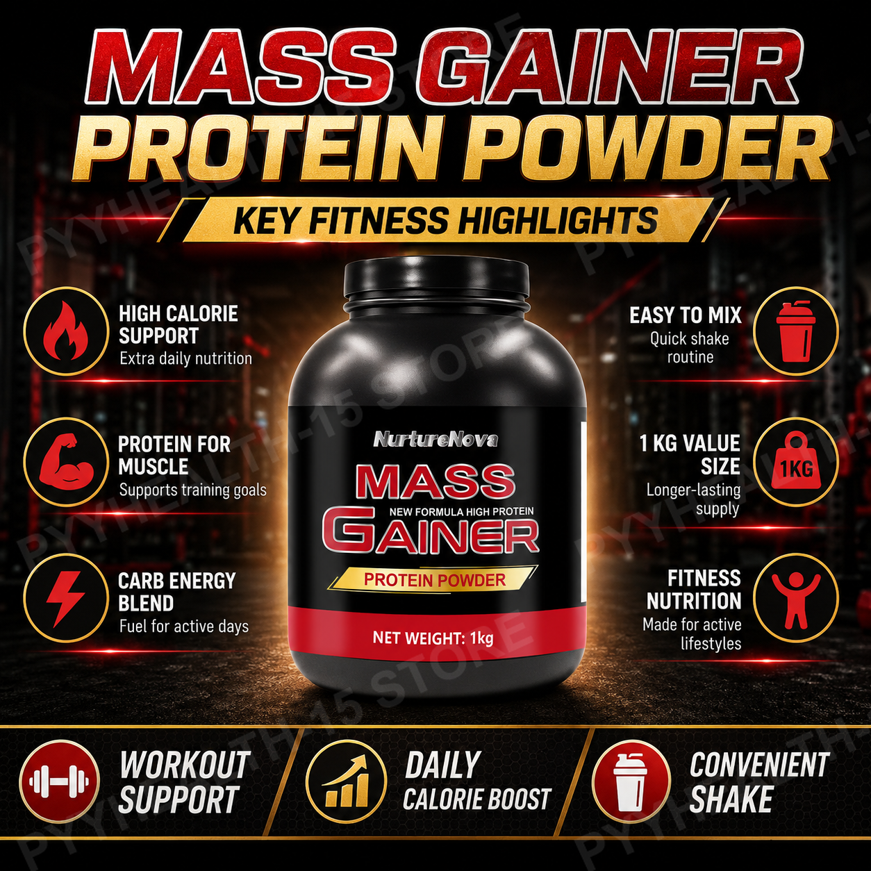 Mass Gainer Protein Powder 1kg - Fitness With Nutrition 评论和价格